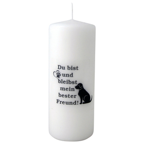 Hund Trauer-Kerze Du bist und bleibst mein bester Freund 15 / 6 cm wei-schwarz Tiertrauer