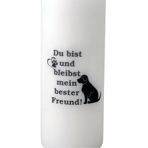 Hund Trauer-Kerze Du bist und bleibst mein bester Freund 15 / 6 cm wei-schwarz Tiertrauer