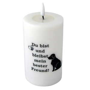 Hunde Trauerkerze Echtwachs-LED-Kerze  - mein bester Freund - 12,5 x 7,5 cm inkl. Batterien