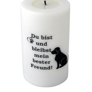 Hunde Trauerkerze Echtwachs-LED-Kerze  - mein bester Freund - 12,5 x 7,5 cm inkl. Batterien