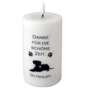 Hunde Trauerkerze Echtwachs-LED-Kerze  Danke fr die schne Zeit 12,5 x 7,5 cm inkl. Batterien