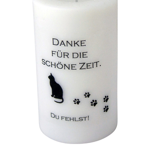 Katzen Trauerkerze Echtwachs-LED-Kerze Danke fr die schne Zeit 12,5 x 7,5 cm inkl. Batterien