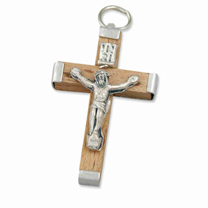 Rosenkranz Kreuz Holz natur mit Metallring 3,3 cm, 10,11 €